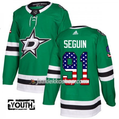 Lapsille NHL Dallas Stars Pelipaita Tyler Seguin 91 Adidas 2017-2018 Kelly Vihreä USA Flag Fashion Authentic